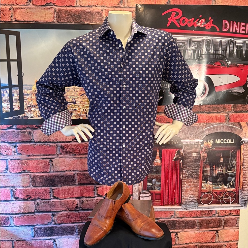 Jack Stone Blue Patterned Shirt